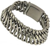 Bukovsky - Geborstelde Stalen Heren Schakelarmband - "Elegance Small" - 18 cm - Zilverkleur - Mat - Rvs - 316L Stainless Steel