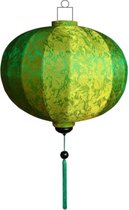 Groene zijden Chinese lampion lamp rond - G-GR-45-S