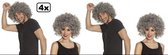 4x Pruik Afro unisex grijs