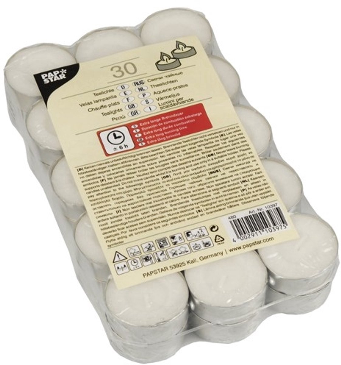 Waxinelichtjes, diameter 37 mm, wit