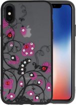 Diamant Bloemen Hoesjes Cases voor iPhone X Roze
