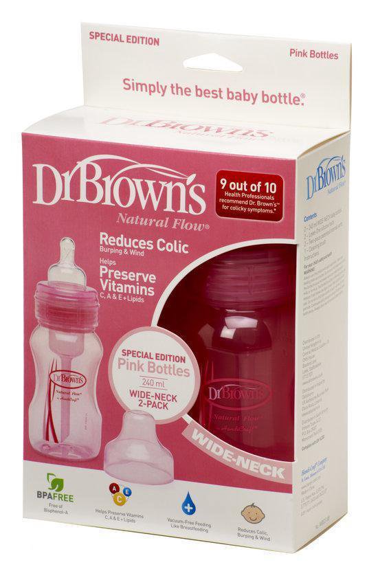 Dr. Brown's - Brede halsfles 240 ml - Roze | bol.com