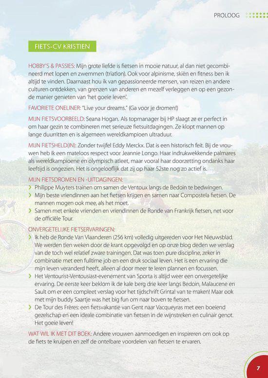 Pagina met tekst over Kristiens fiets-CV, met een kleine illustratie van een fietswiel.