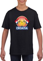 Zwart Kroatie supporter kampioen shirt kinderen 158/164