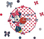 Disney - Muursticker Klok - Minnie Mouse - Rood - 70x25 cm