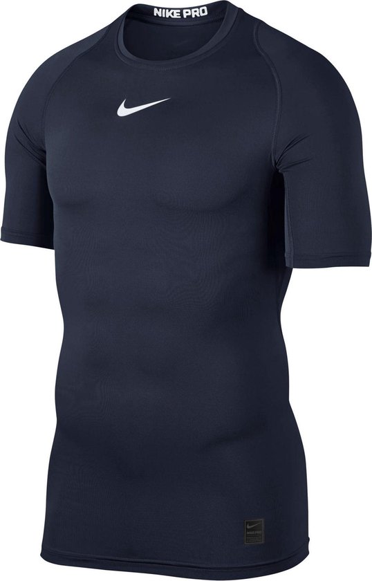 Nike Pro Compression Heren Sportshirt performance - Maat S - Mannen - blauw/wit bol.com