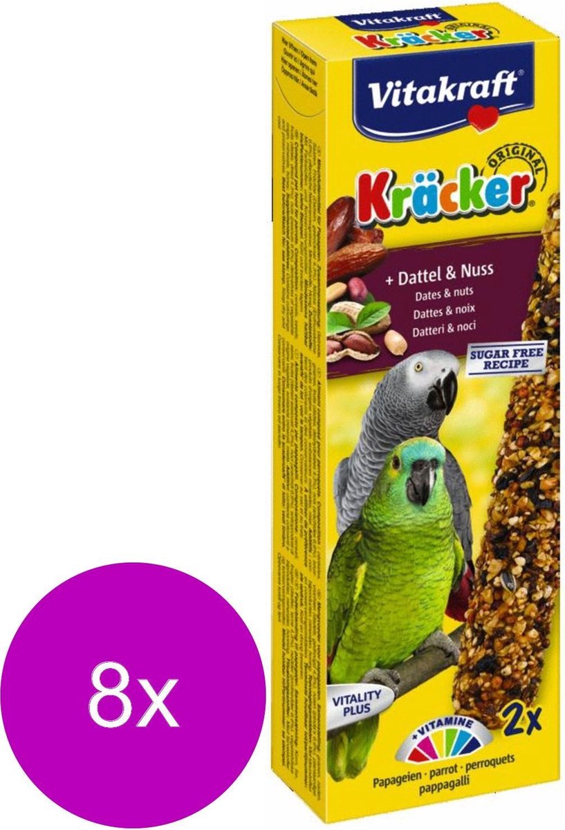 Vitakraft Papegaai Kracker Fruit/Noot 2 in 1 - 8 stuks