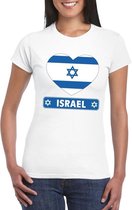 Israel hart vlag t-shirt wit dames XS