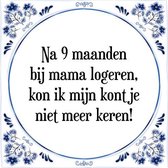 Tegeltje met Spreuk (Tegeltjeswijsheid): Na 9 maanden bij mama logeren, kon ik mijn kontje niet meer keren! + Kado verpakking & Plakhanger