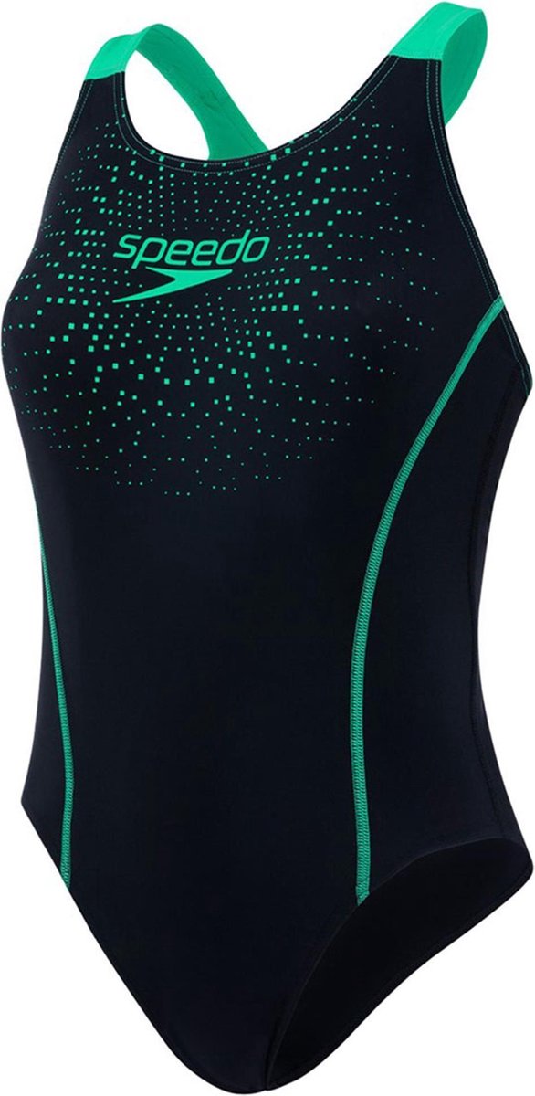 Speedo Gala Logo Medalist Dames Badpak ZwartGroen 46