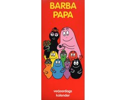 Verjaardagskalender Barbapappa - Geen Jaartal - Ophangbaar - Rood - 13 x 33 x 0,6 cm