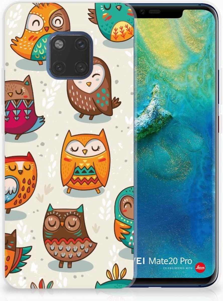 Huawei Mate 20 Pro TPU Hoesje Vrolijke Uilen