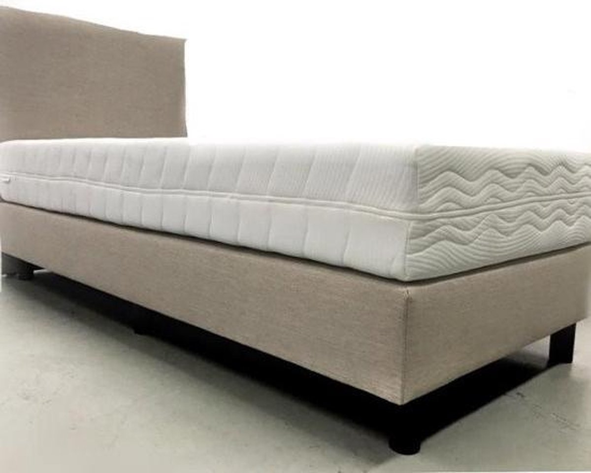 Zaanse Bedden 1 persoons Boxspring met Pocketvering matras 90X200 Beige