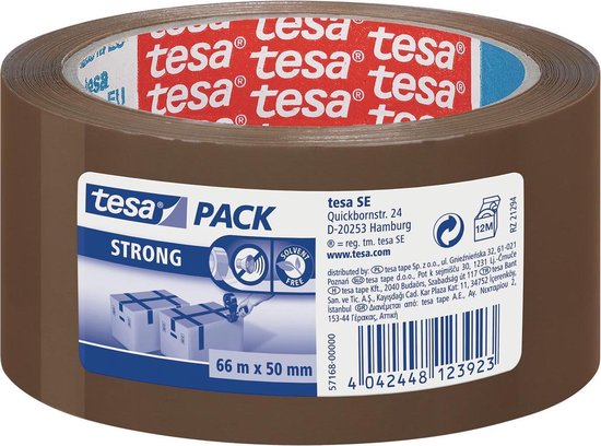 Tesa Verpakkingsplakband Strong - 6 stuks - ft 50 mm x 66 m - PP - Bruine tape