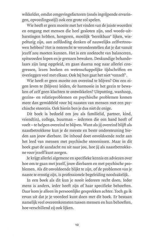 Tekstpagina uit een boek, vervolg van de inleiding over het omgaan met psychische problemen en de rol van naasten.