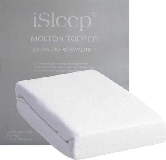 iSleep Molton Topper - 100% Katoen - Litsjumeaux - 180x200 cm - Wit