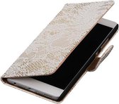 Wit Lace booktype cover hoesje voor Sony Xperia X Performance