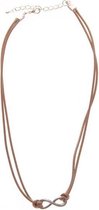 Ketting Infinity - Lemniscaat - 45 cm - Bruin en Zilverkleurig - Dielay