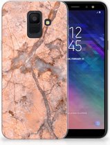 Geschikt voor Samsung Galaxy A6 (2018) TPU Hoesje Design Marmer Oranje
