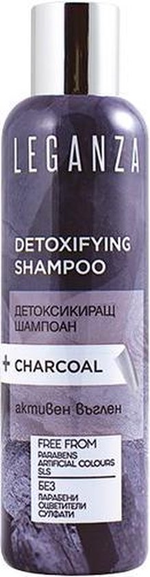 Leganza DETOX HAARGROEI Shampoo met Charcoal / Houtskool Zonder Sulfaat, Sulfaten, SLS, Parabenen, Kleurstoffen o.a. Anti-Haaruitval 200ml