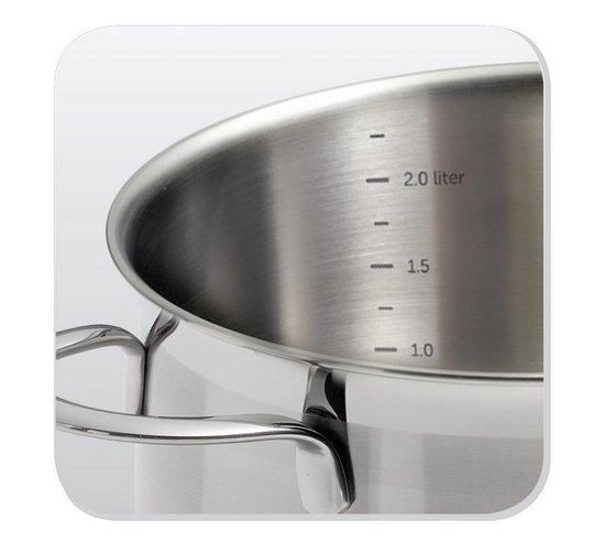 BK Excellent RVS kookpannenset 5 delig - Ø16cm tot Ø24cm - Inductie pannenset - Vaatwasserbestendig - Ovenbestendig tot 230° - met deksels - maatverdeling - Zilver