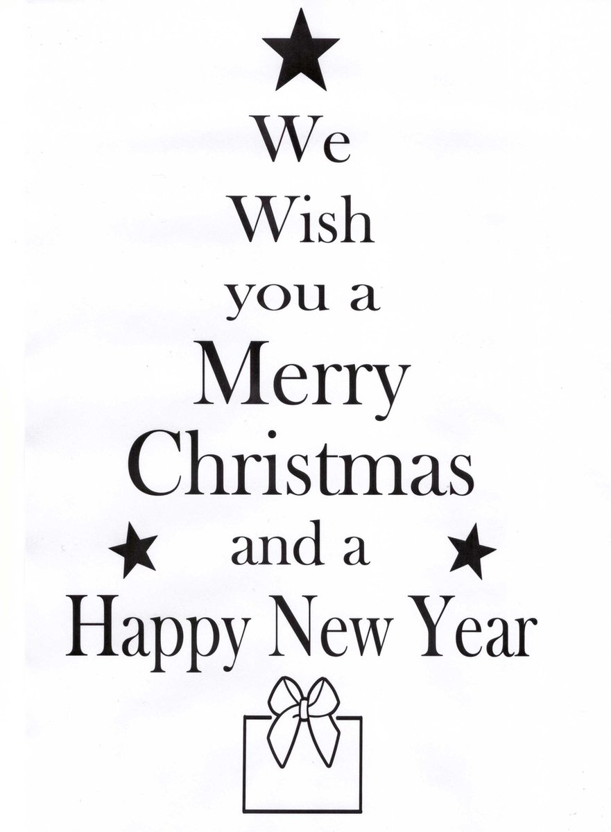 Muur/raamsticker - kerst - We wish you a Merry Christmas - wit - 30x50 cm.