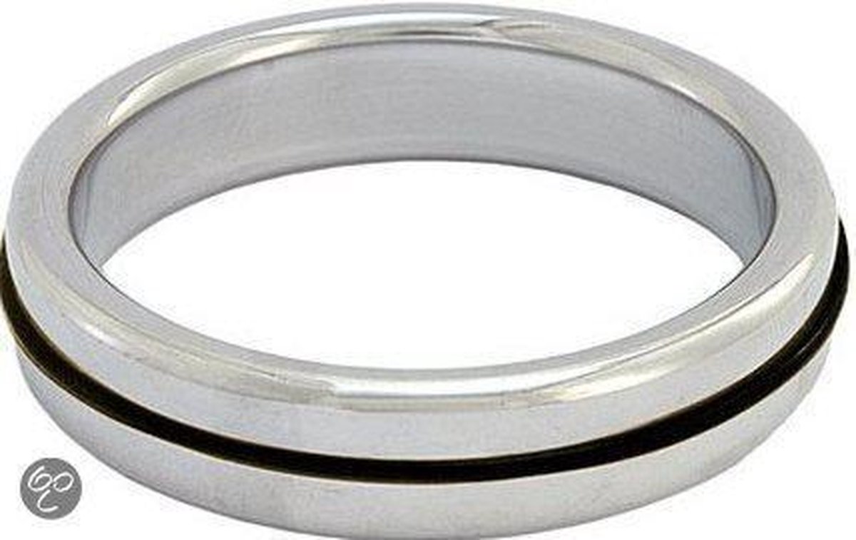 Roestvrij stalen cockring met zwarte band - 40mm - cockring