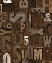 Dutch Wallcoverings Schuimvinylbehang - letters - bruin