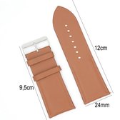 Horlogeband Leer- 24mm Aanzetmaat - Horlogebandje Met Gladde Oppervlak + Push Pin - Licht Bruin - Sarzor