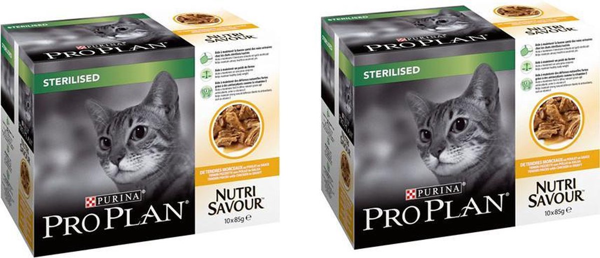 Pro Plan kattenvoer Sterilised Nutrisavour Kip-Poulet 10x85g per 2 verpakkingen!!