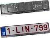 Nummerplaathouder GRIJS POMPIERS - AMBULANCE ABS voor nummerplaat 520x110mm BELGIË‎‎‎‎‎‎