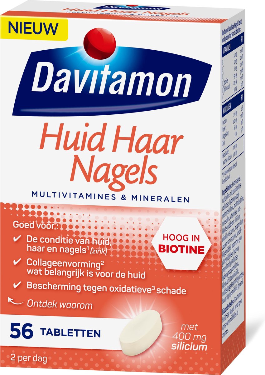 gelijktijdig Nationale volkstelling Uitreiken Davitamon Haar Huid Nagels - Multivitamines & Mineralen - 56 tabletten |  bol.com