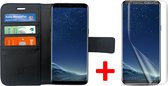 Hoesje voor Samsung Galaxy S8+ Plus Book Case Portemonnee + Screenprotector Folie - Cover voor 3 Pasjes Zwart