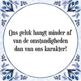 Tegeltje met Spreuk (Tegeltjeswijsheid): Ons geluk hangt minder af van de omstandigheden dan van ons karakter! + Kado verpakking & Plakhanger