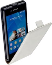 Lelycase Lederen Flip Case Cover Cover Sony Xperia E3 Wit