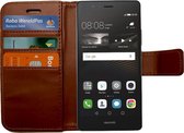 Hoesje voor Huawei P9 Book Case Portemonnee - Cover voor 3 Pasjes Bruin