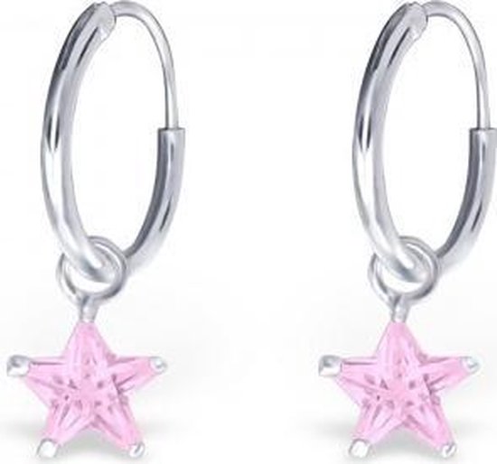 Little Bijoux oorringen-hangertje ster roze