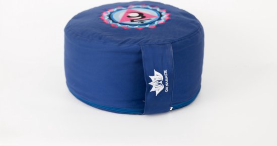 Om Namaste Ronde Meditatiekussen Chakra Collection - Blauw 5e Chakra van Om Namaste — afbeelding 2