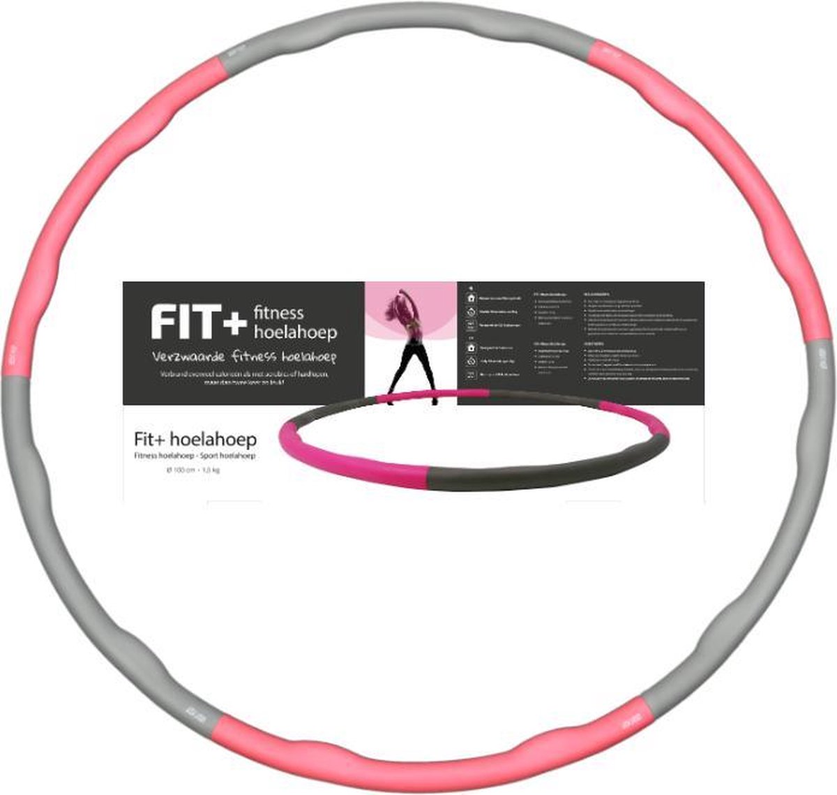 Sportbay FIT+ - Fitness hoelahoep - 1.5 kg - Ø 100 cm - Roze/Grijs - Sportbay