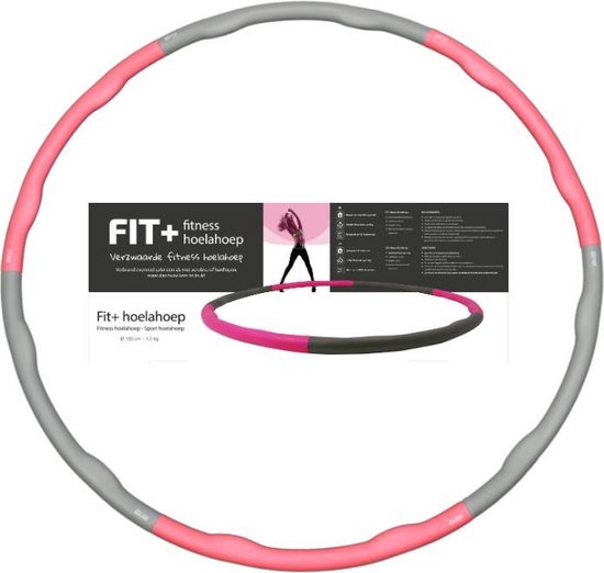 Sportbay FIT+ - Fitness hoelahoep - 1.5 kg - Ø 100 cm - Roze/Grijs | bol.com