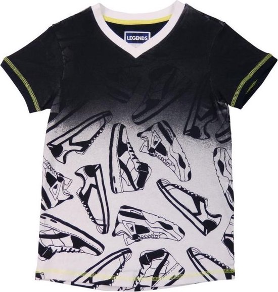 Legends22, shirt sneakerprint wit/zwart, maat 134/140