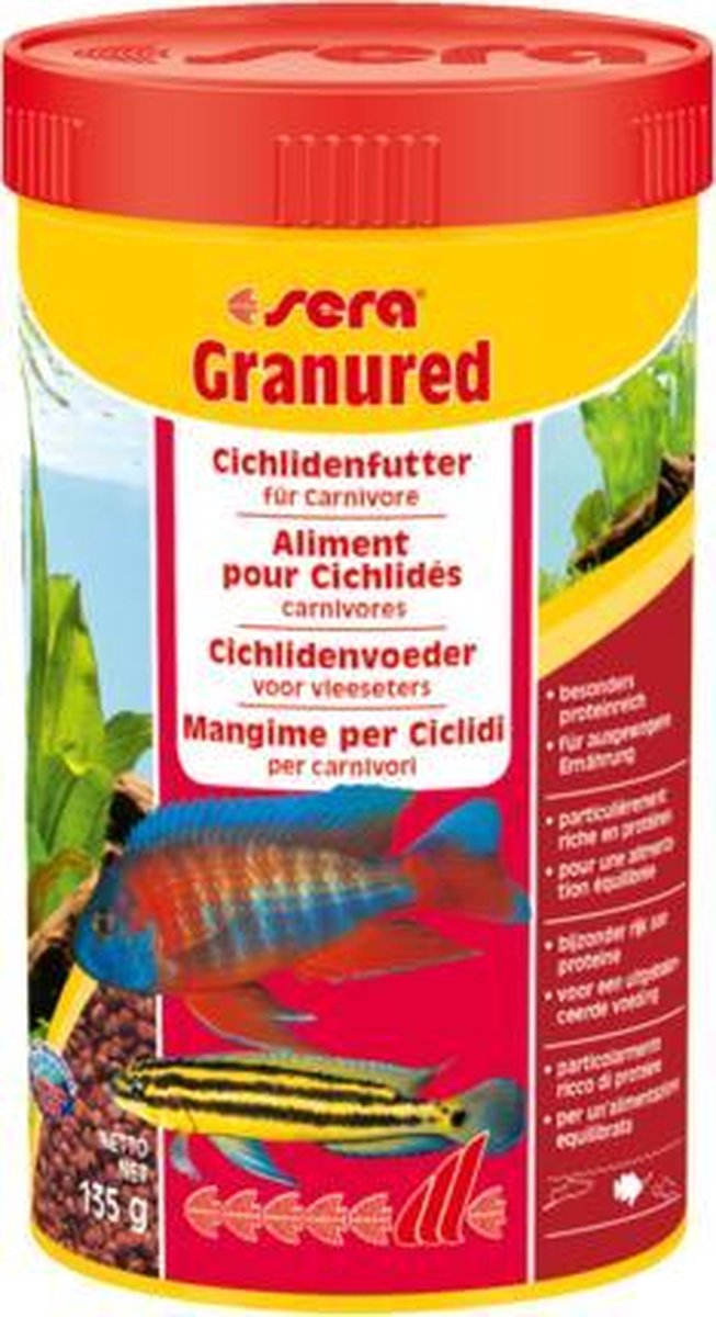 Sera Granured kleurvoer voor vleeseters, cychliden 250ML