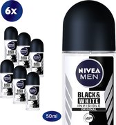 NIVEA MEN Black & White Invisible original - 6 x 50 ml - Voordeelverpakking - Deodorant Roller