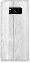 Geschikt voor Samsung Galaxy S8 Bookcase Design White Wood