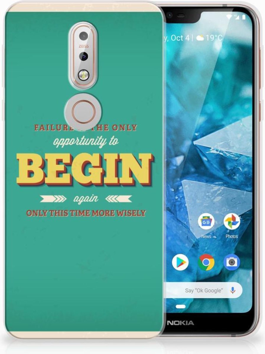 Nokia 7.1 Siliconen hoesje met naam Quote Begin