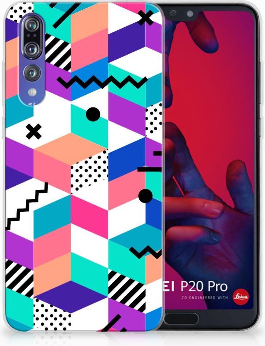 Huawei P20 Pro TPU Hoesje Blokken Kleurrijk