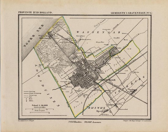 Historische kaart, plattegrond van gemeente s Gravenhage - Den Haag in Zuid Holland uit 1867 door Kuyper van Kaartcadeau.com