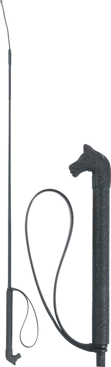 Excellent Rijzweep met paardenhoofdgreep - 90 cm - Professionele race- en rijzweep - Rijzweep met grip in paardenhoofd vorm - Geschikt voor paarden - Zwart - Holland Animal Care