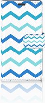 Sony Xperia Z3 Bookcase Hoesje Zigzag Blauw