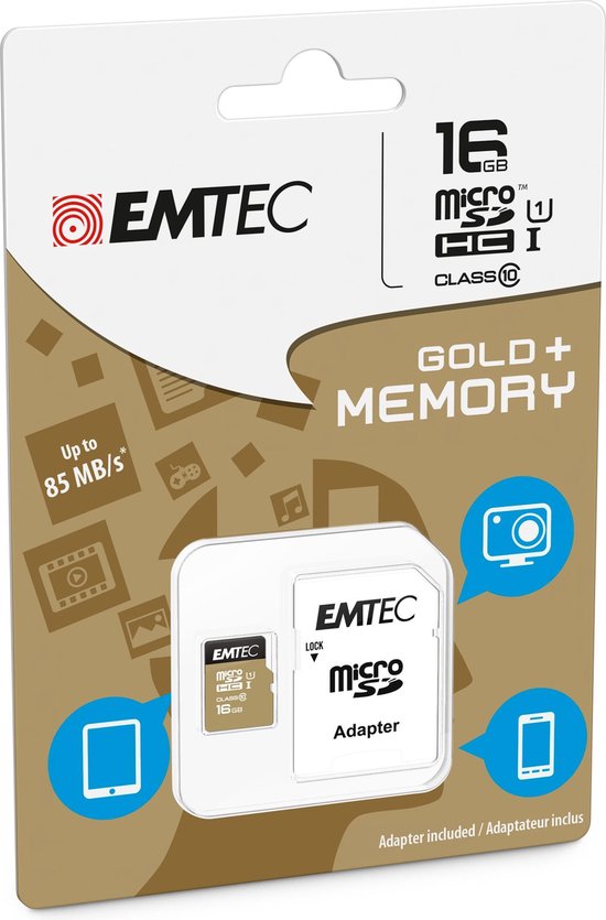 Luipaard oriëntatie Berg Vesuvius EMTEC Micro SD kaart Gold - Geheugenkaart - SD kaart kopen - Sla alle  bestanden en... | bol.com